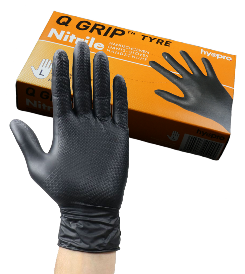 Zwarte QGRIP nitrilhandschoenen